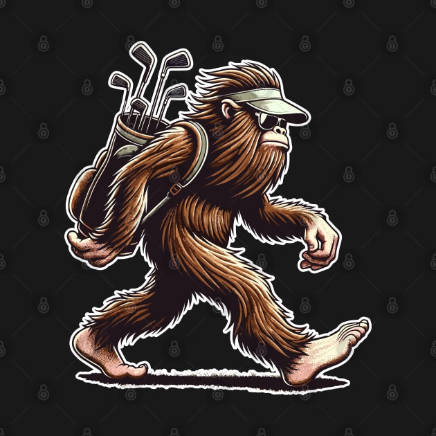 Funny Golf Novelty Sasquatch Bigfoot Golfing by KsuAnn