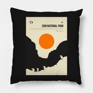 Zion National Park Vintage Minimal Retro Travel Poster Pillow