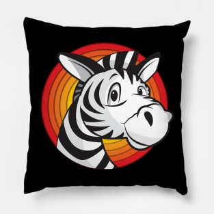 Zebra looking out of a sunset circle Pillow