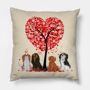 Cavalier King Charles Spaniels Love and Valentine Design Pillow