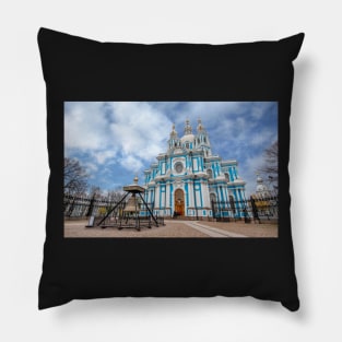 Smolny cathedral in Saint Petersburg, Russia Pillow