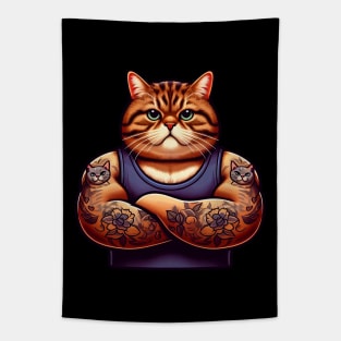 Tabby Cat with Cat Tattoo Tapestry