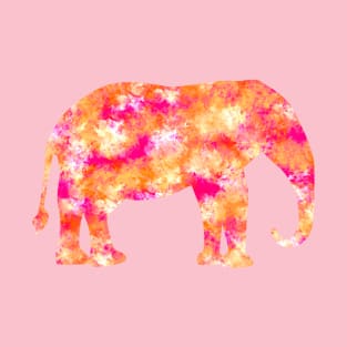 Elephant Silhouette in Pink & Orange T-Shirt