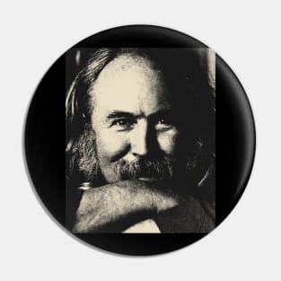 David Crosby - Vintage Pencil Drawing Style Pin