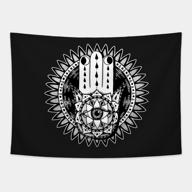 Hamsa Mandala Tapestry by Litedawn