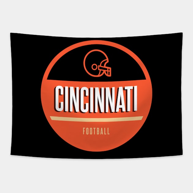 cincinnati retro football Tapestry by BVHstudio