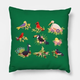 birds sitting on branches collection Pillow