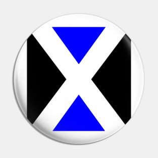 Blue and Black X Logo Pin