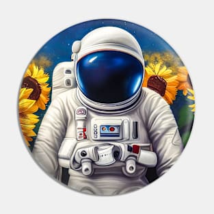 Astronaut Sunflower Planet Pin