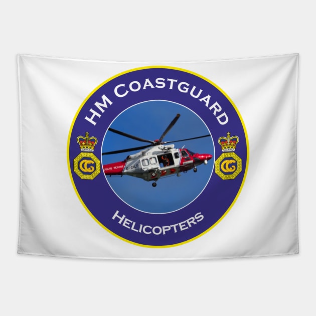 HM Coastguard search and rescue Helicopter, Tapestry by AJ techDesigns