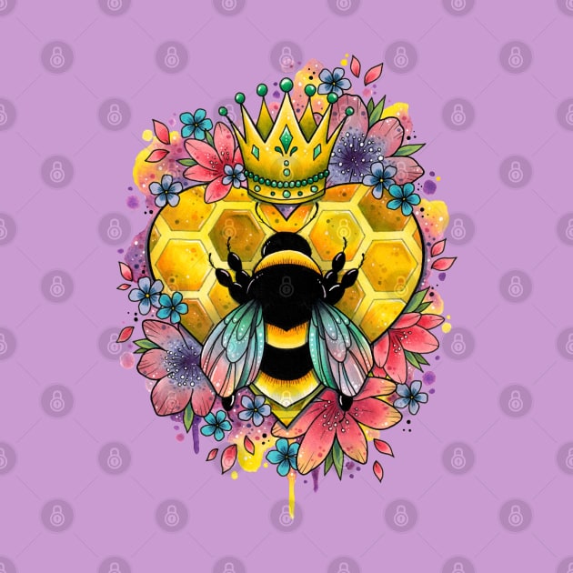 Queen Bee Watercolor by Lorna Laine by Lorna Laine