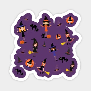 Cute Witch Pattern - Purple Magnet