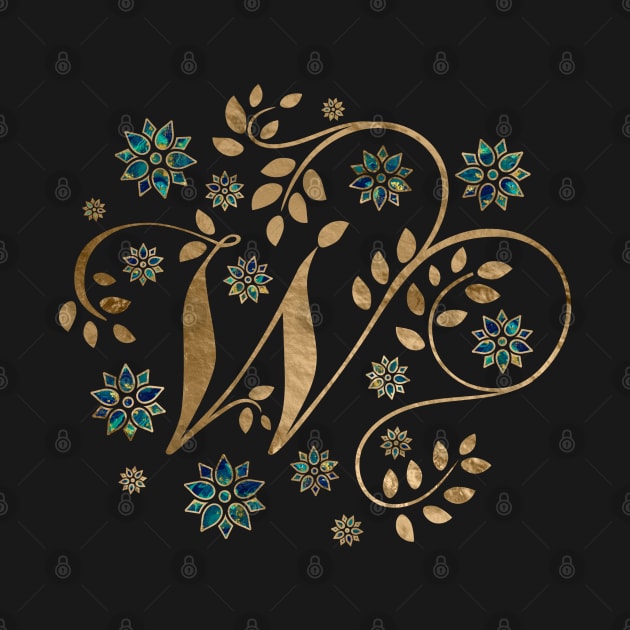 Luxury Golden Calligraphy Monogram with letter W by Nartissima
