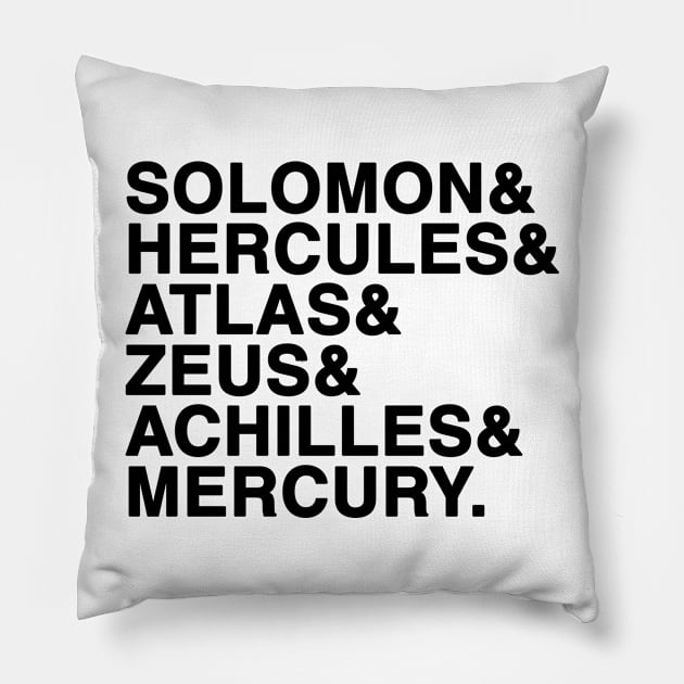 Shazam Names (Black) Pillow by finnyproductions