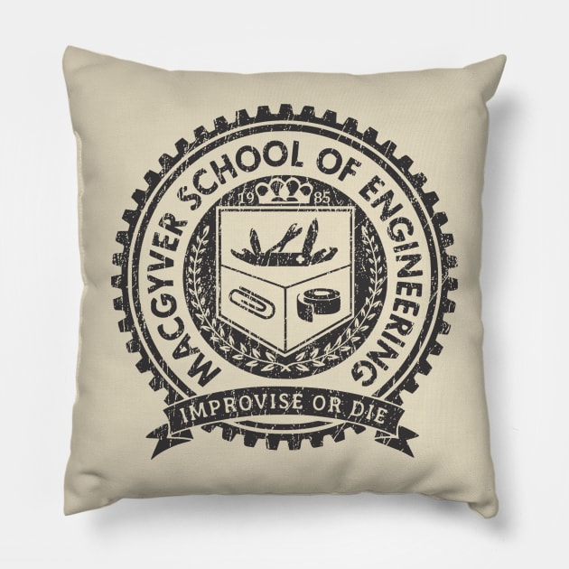 Retro Macgyver School Of Engineering Pillow by thesuamart