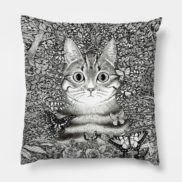 Hidden cat / Le chat caché NB Pillow by tristan.r.rosenkreutz