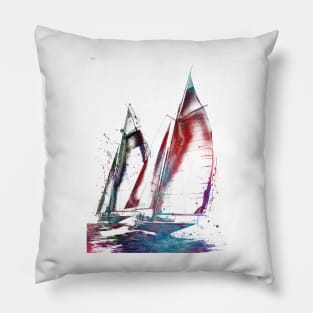 Yacht racing sport art #yachting Pillow