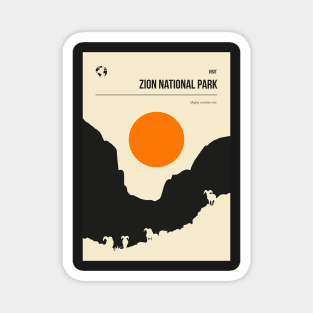 Zion National Park Vintage Minimal Retro Travel Poster Magnet