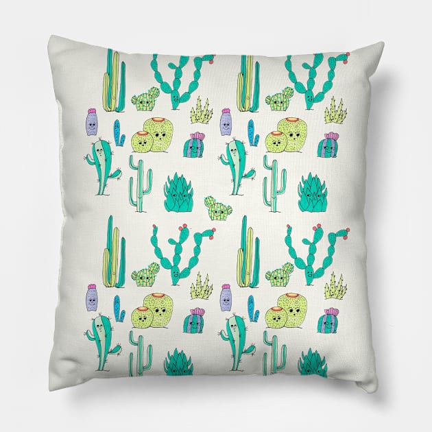 Desert Friends I (Cactus) Pillow by littleoddforest