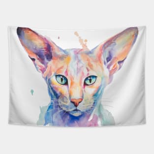 watercolor Oriental Shorthair Cat Tapestry