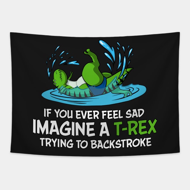 T-Rex Hates Backstroke Swimming Tapestry by underheaven