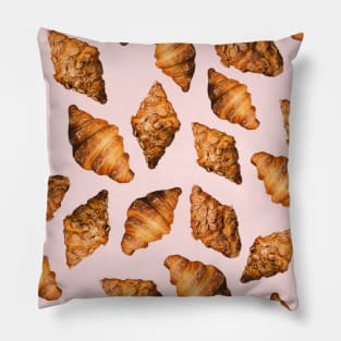 Baked Croissant Pattern with Almonds on Pink Pillow