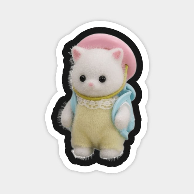 Calico Critters Sylvanian Families Cat with backpack and hat Magnet by ellanely