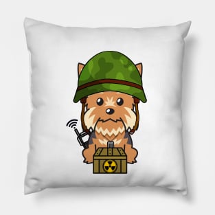 Cute Yorkshire Terrier is a soldier Pillow