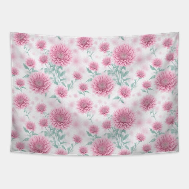 Watercolor Pink Wild Flowers Tapestry by Victoria's Store