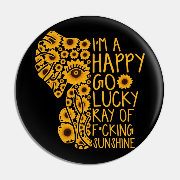 Sunshine Sunflower Positive Quote Elephant Pin by Xonmau