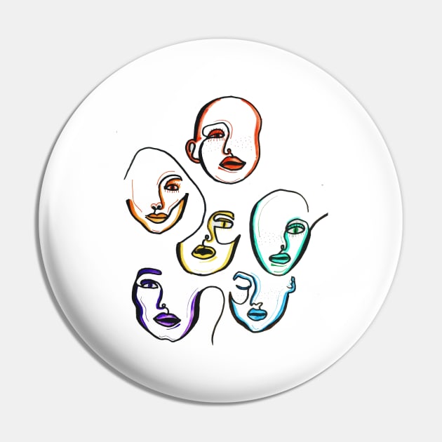 Rainbow Faces Pin by emmabielawa