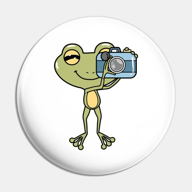 Frog as Photographer with Camera Pin by Markus Schnabel