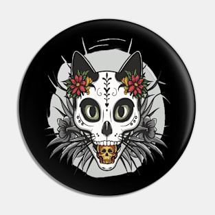 Cat Dad Sugar Skull Whimsical Feline Design for Father’s Day Pin