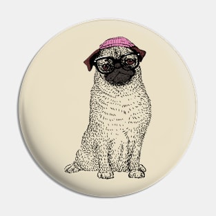 Hipster Pug Nerd Pin