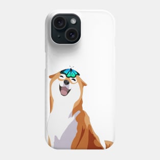 Happy Shiba Inu - Green Butterfly Phone Case