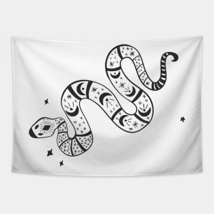 Cosmic Snake Black Tapestry