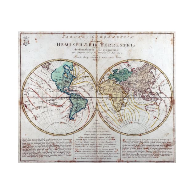 Vintage Map of The World (1760) by Bravuramedia