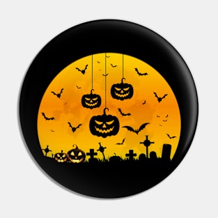 Spooky Moon Halloween Witch Monster Ghost Pumpkin Pin