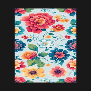 Pattern happens flower Colorful red, blue and green T-Shirt