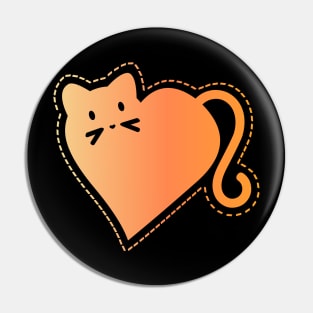 Heart Cat in Orange Pin