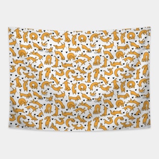 Yellow Dachshund Pattern Tapestry