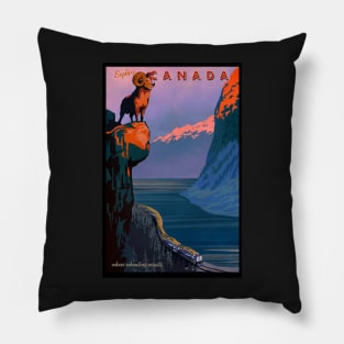 Retro Explore Canada Train Travel Poster Pillow