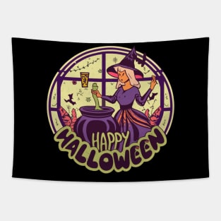 Happy Halloween Witch Tapestry
