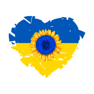 The Broken Heart of  Ukraine Sunflower Rising - Ukraine Flag Colors T-Shirt