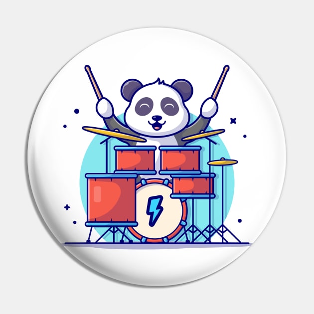 Cute Panda Playing Drum with Stick Music Cartoon Vector Icon Illustration Pin by Catalyst Labs