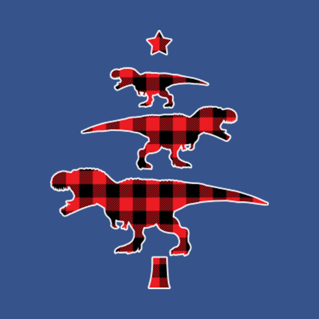 Disover Red Plaid Dinosaur T Rex Christmas Tree Pajamas Xmas Men Women - Dinosaur Christmas Tree Rex - T-Shirt