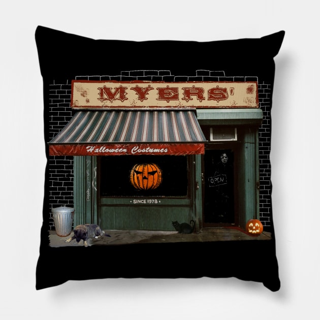 Vintage Halloween Costumes Store Pillow by TenomonMalke