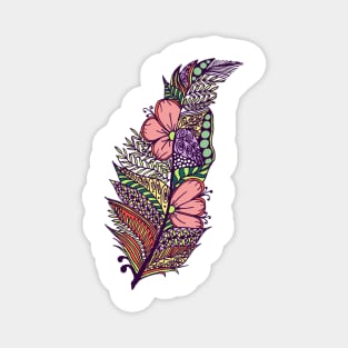 Zentangle Art Hand drawn Feather Magnet