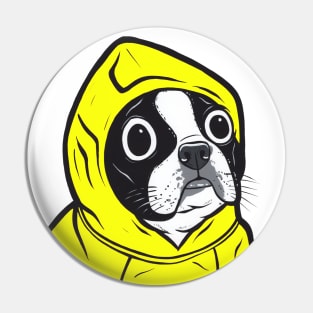 Yellow Boston Terrier Hoodie Pin