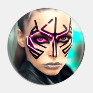 Enhanced Cyberpunk Woman Pin